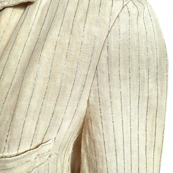 120% Lino Made in Italy Jacket Blazer Size 42 EU Long Sleeves One Button Closure - Picture 7 of 10